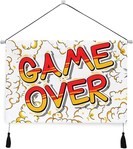 Amazon Co Jp Miscery タペストリー コミック風ワードのゲームオーバー 壁掛けタペストリー壁画 壁飾り 家 リビングルーム ベッドルーム 部屋 おしゃれ飾り モダンなアート ホーム キッチン
