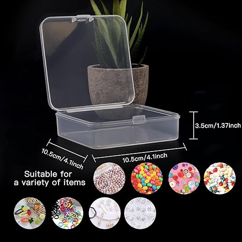 Miniatura 2 de Rocutus Paquete de 12 recipientes pequeños de plástico transparente con tapas, caja de almacenamiento de cuentas con tapa con bisagras para cuentas,