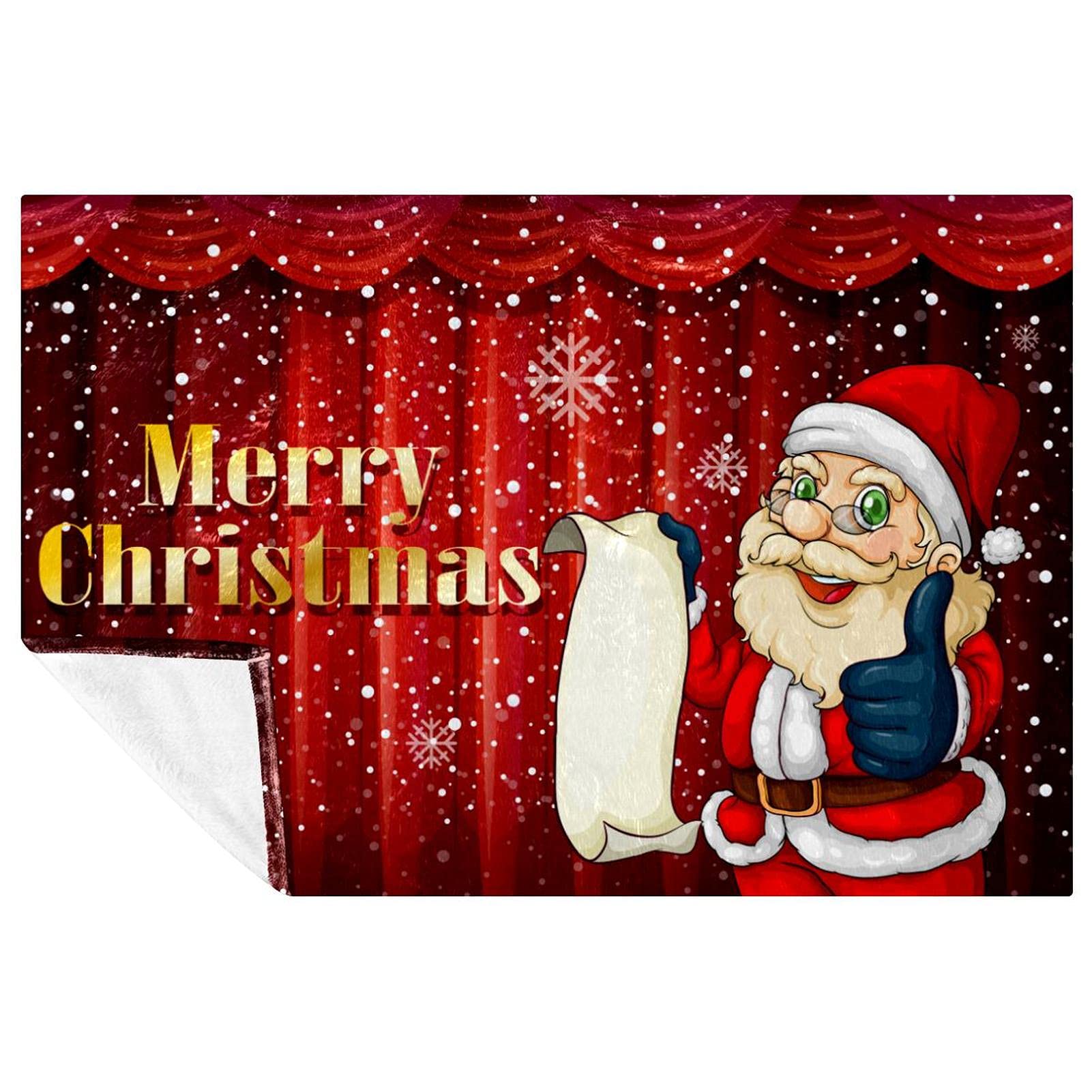 Couverture de Noël rouge Père Noël pour lit et canapé - Plaid chaud 150x100 cm