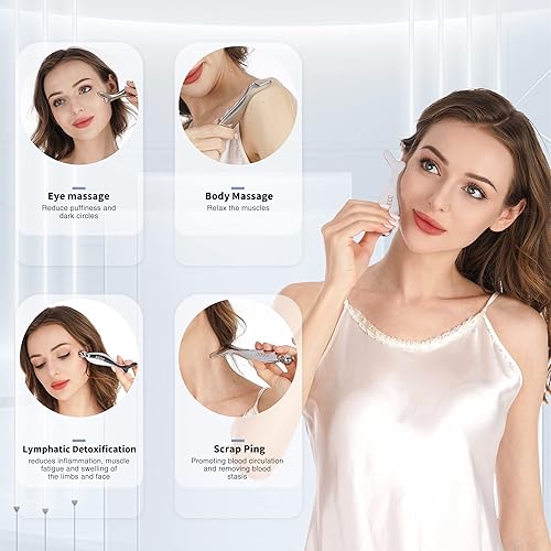 Miniatura 3 de KECC Masajeador facial Gua Sha (cola de pescado), varillas de rodillo frío de acero inoxidable para ojos faciales, herramienta de elevación