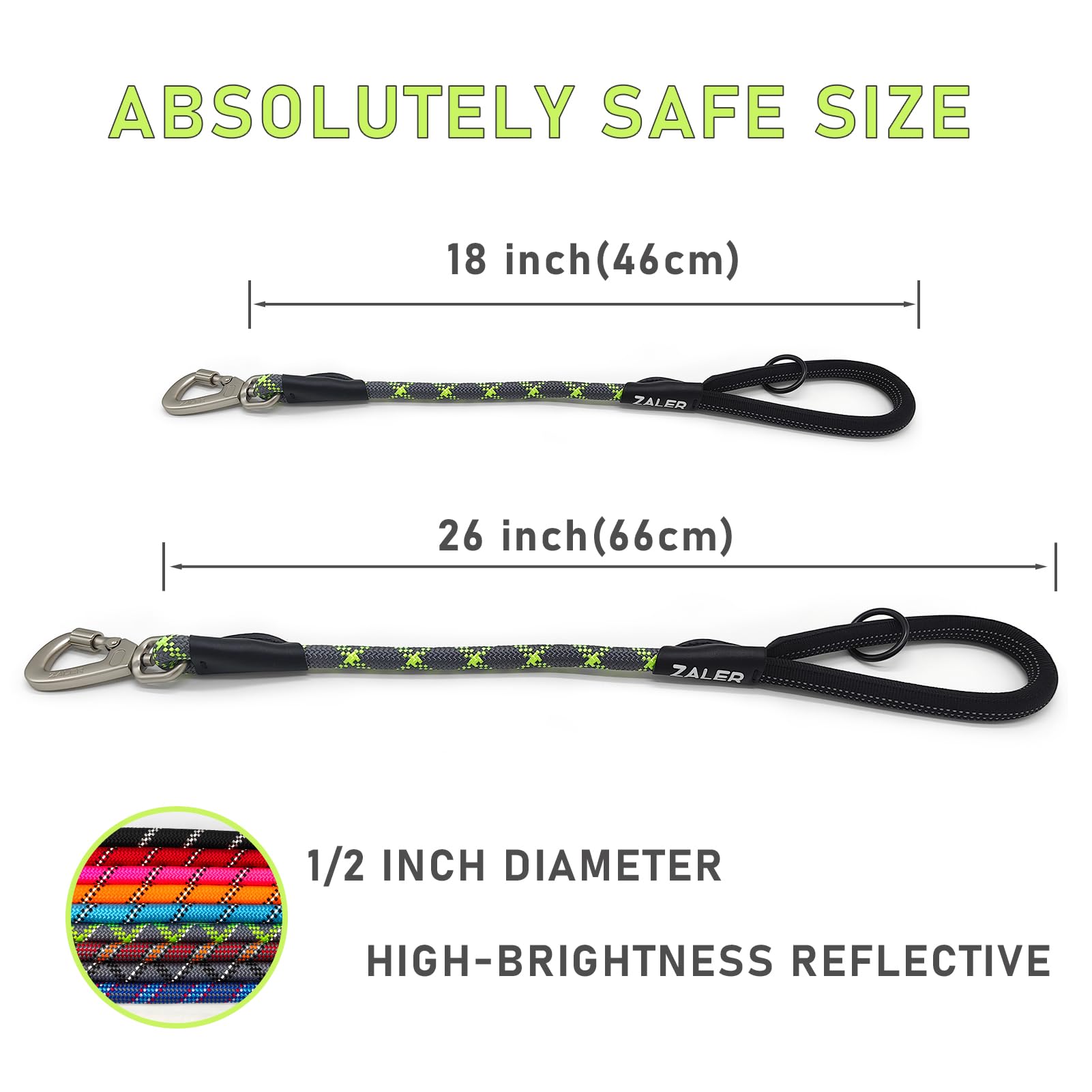 Hands Free Dog Leash ZALER Short Dog Leash Ft, 12