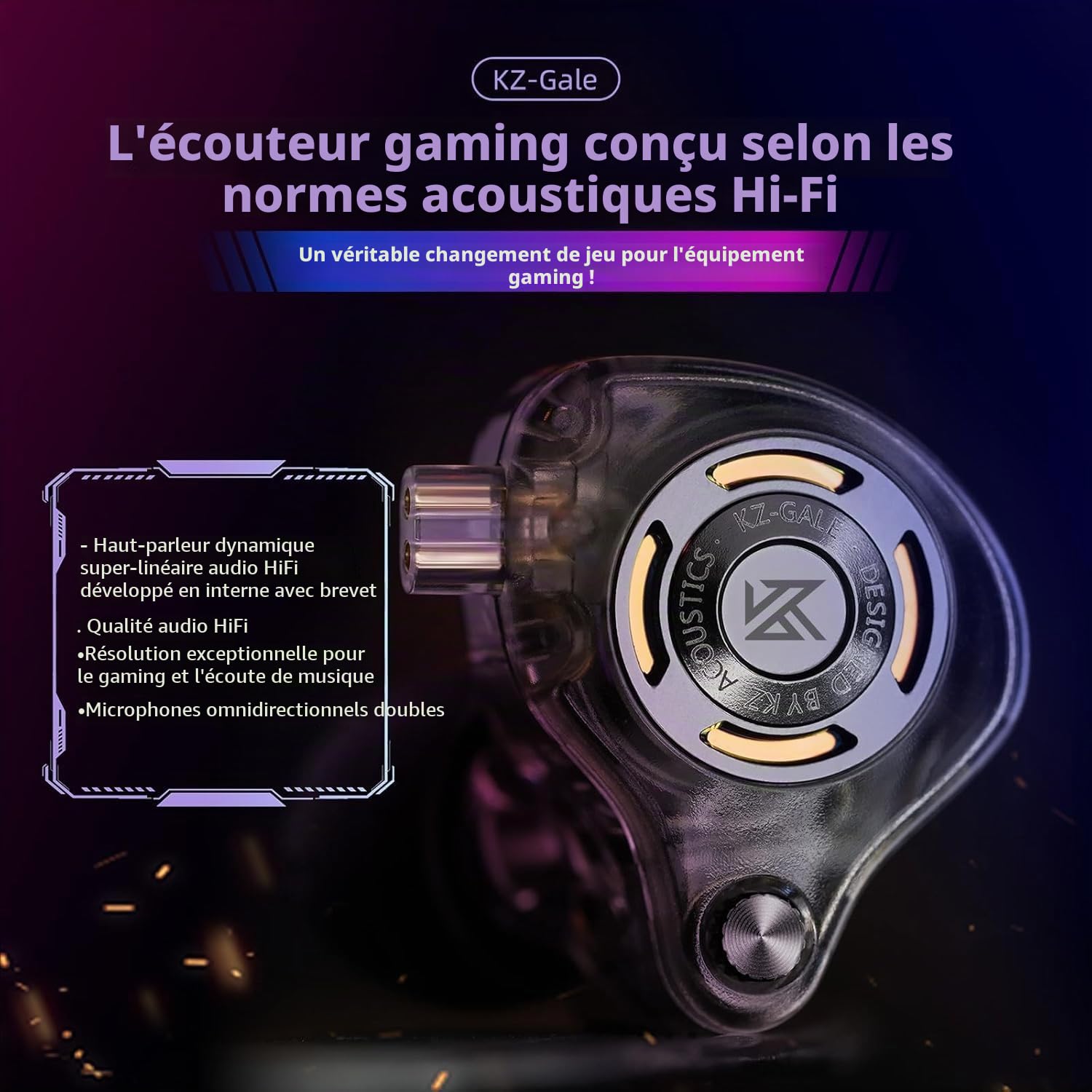 KZ Gale USB C IEM, écouteurs de jeu filaires de type C avec microphone DSP intégré