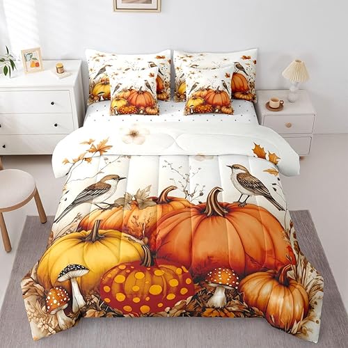 Miniatura 22 de Feelyou Juego de edredón de flores con sábanas, tamaño individual, cama de flores groovy en una bolsa, diseño de flores hippie de los años 70, juego