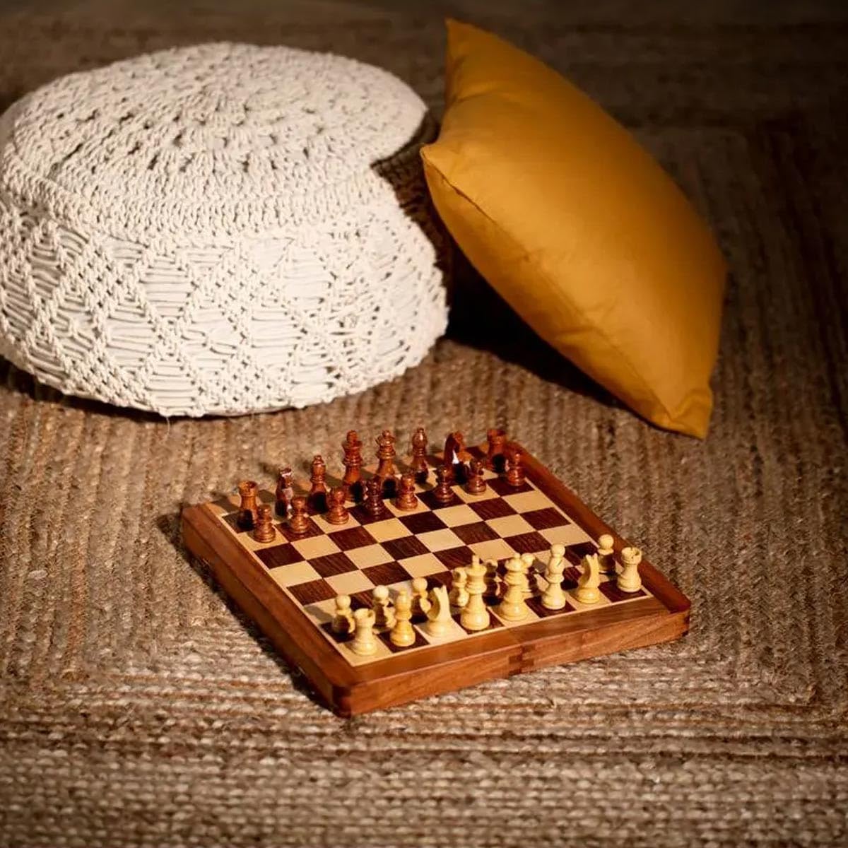 Atmosphera Créateur d'intérieur - Jeu d'Échec Déco Bois d'Acacia 33cm Marron