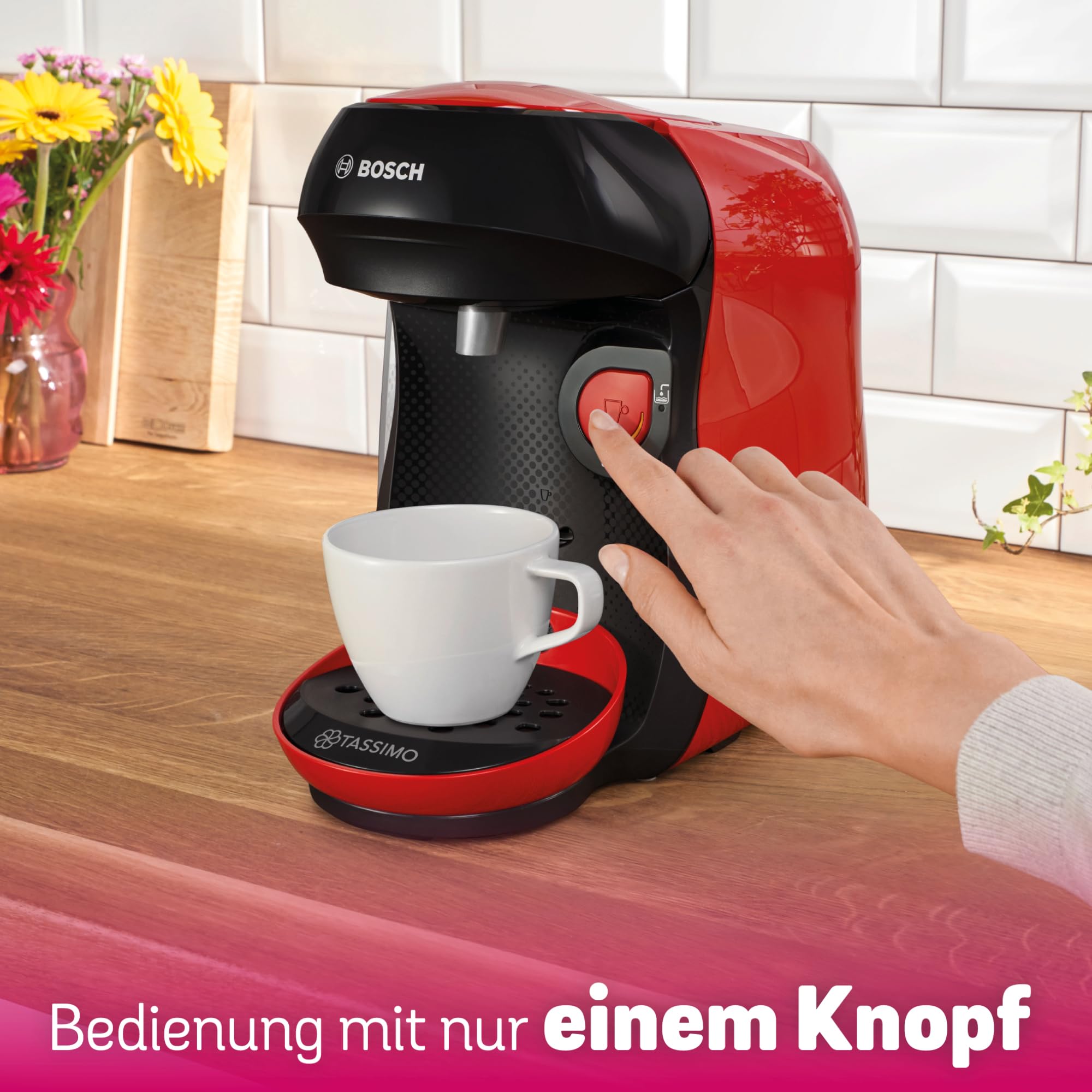 Bosch Tassimo Kapselmaschine TAS103E, 1400 W, über 70 Getränke, rot/schwarz