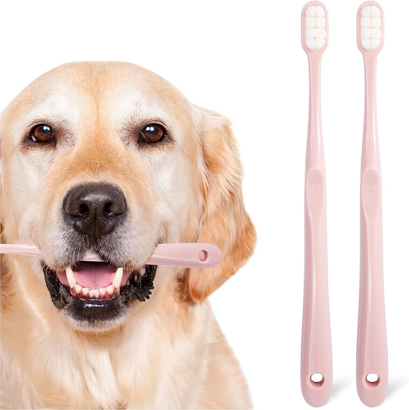 Escova de Dentes para Cães e Gatos com Cerdas Ultra Macias MoonyMars Rosa Pacote com 2