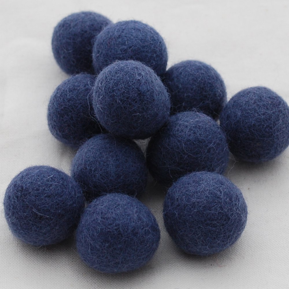 Oriental Direct Smoke Blue 100% Wool Felt Balls 2.5Cm- 10 Count