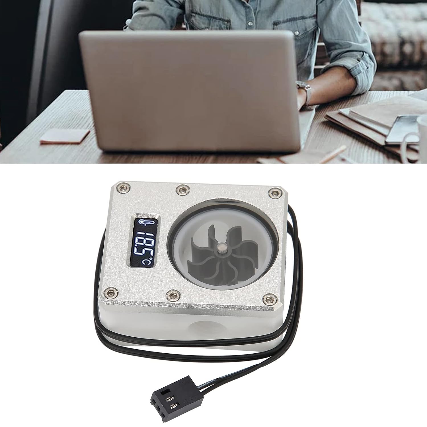 Heayzoki PC Water Meter, G1/4 Thread, 3Pin Interface, Water Cooling Temperature Monitoring, Rustproof