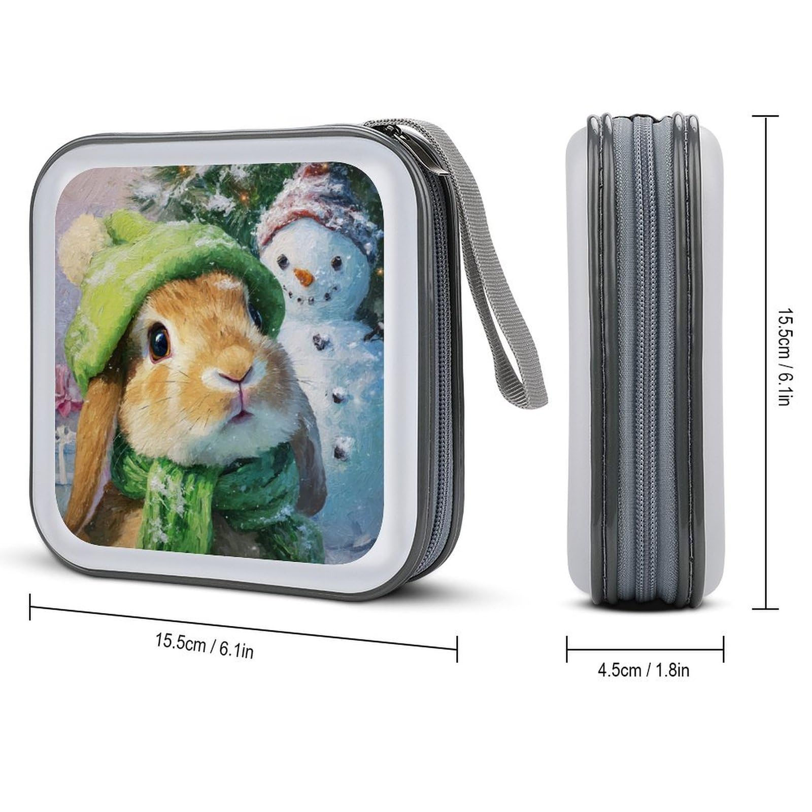 Cute Rabbit And Snowman CD Case DVD Storage Case Portable