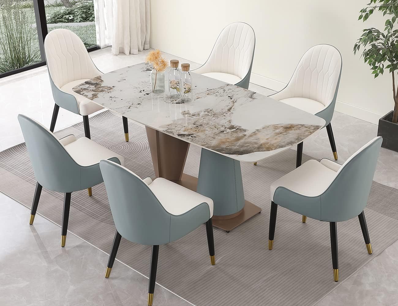 Amazon.com - Leavader Modern Round Dining Table Set- 53" Engineered ...