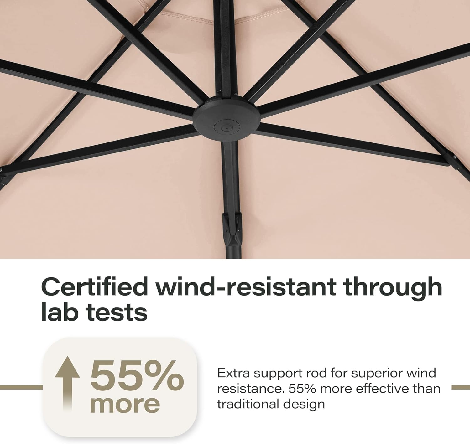11FT Curvy Cantilever Offset Patio Umbrella with Base, 360° Rotation, Sturdy Wind-Resistant Aluminum Frame,for Garden Pool Deck Backyard (11 FT Champagne)
