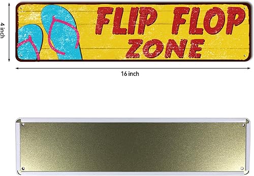 Miniatura 2 de Letrero de metal con temática de verano, decoración de pared tropical para casa del lago, terraza o patio cubierto, 4 x 16 pulgadas