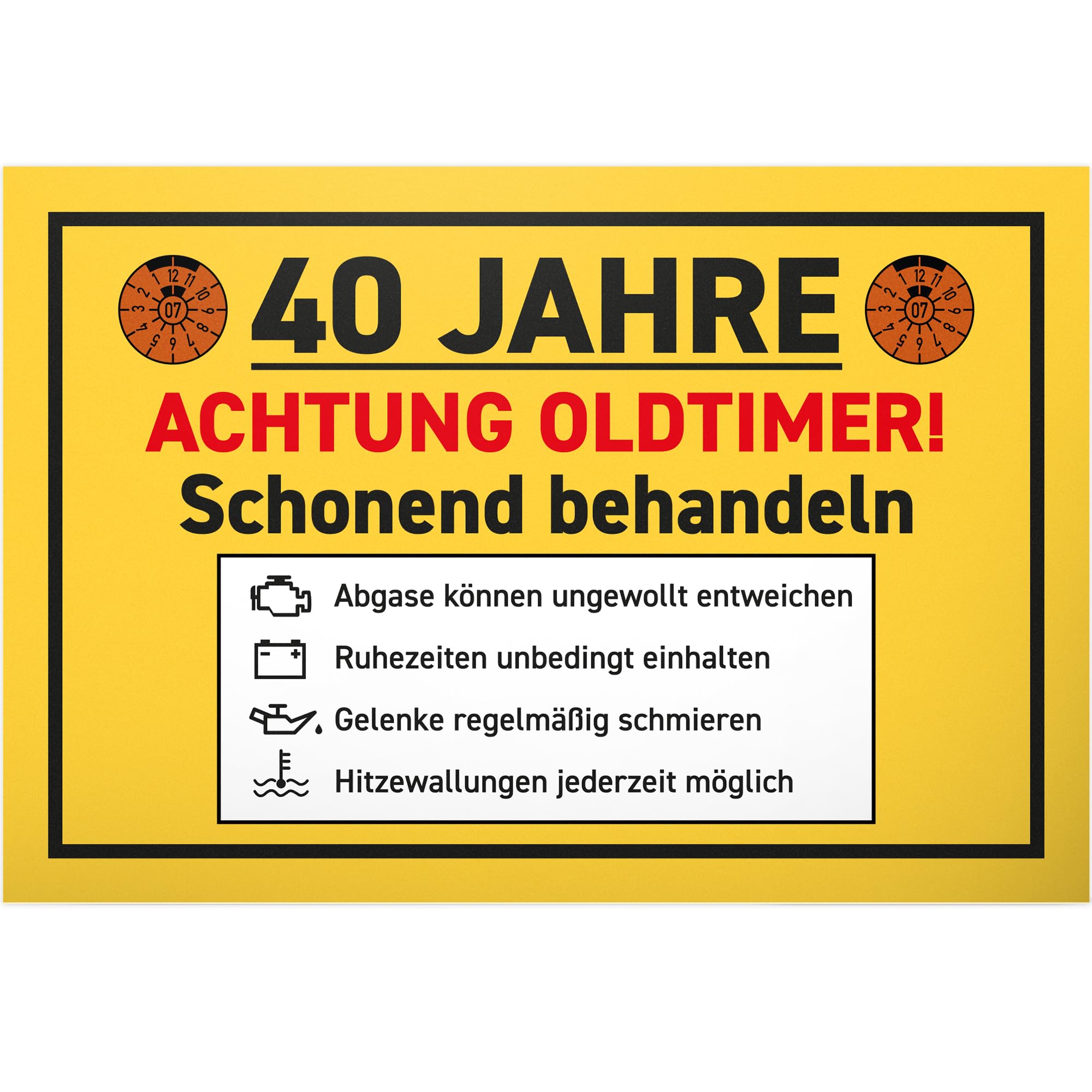 DankeDir! Oldtimer 40 Jahre schonend behandeln - Schild 30 x 20 cm - Partydeko Geburtstagsdeko Geschenkidee Geburtstagskarte - Geschenk 40er Geburtstagsgeschenk Freund Männer 40. Geburtstag