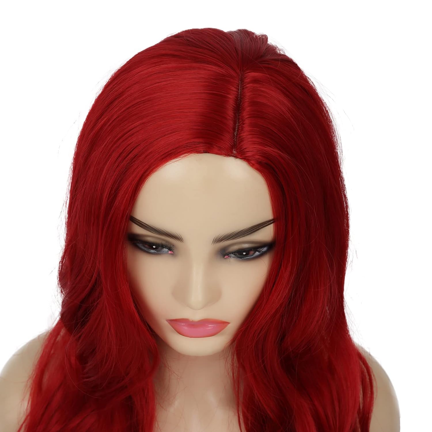Red Wigs for Women Long Wavy Heat Resistant Side Part Natural Looking Cosplay Wigs Halloween Party (Bright Red) - Image 6