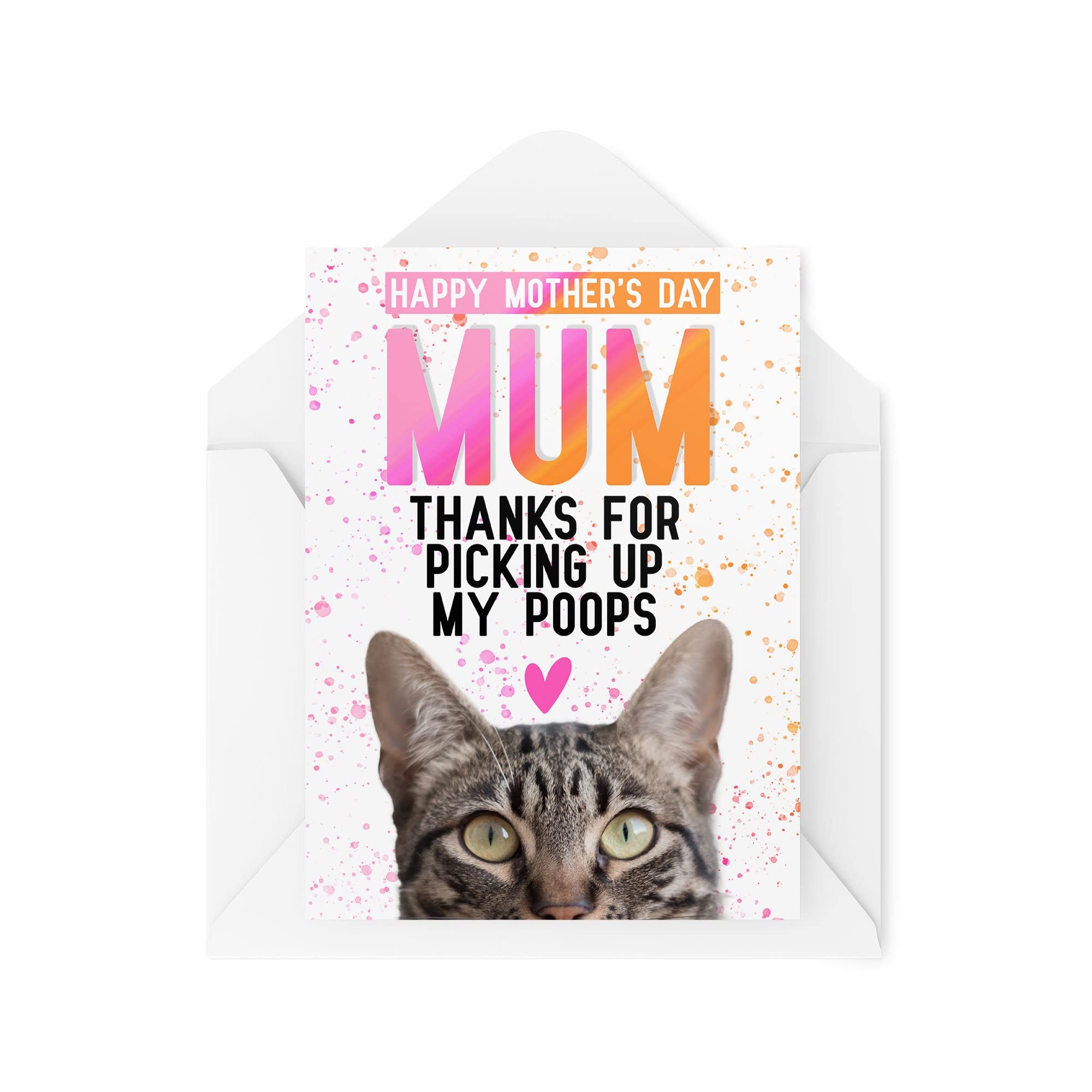 Funny Mother's Day Cards | From The Cat For Her Parent Love Mummy Banter Mama Mam | Thanks For Picking Up Poop | Pets Son Daughter | CBH888