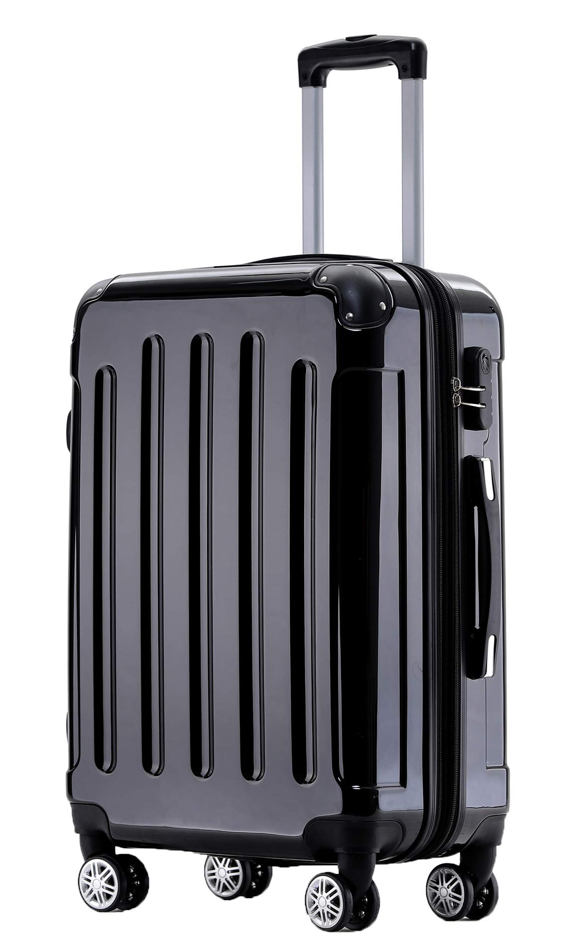 BEIBYE Zwillingsrollen 2048 Hartschale Trolley Koffer Reisekoffer in M-L-XL-Set in 15 Farben (Schwarz, M)