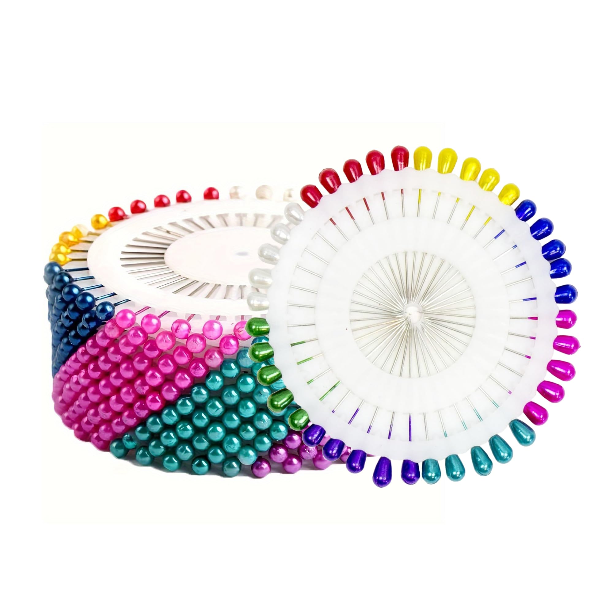 WedDecor 40pcs Pearl Head Sewing Pins – Long Straight Multicoloured Pins for Flowers, Wedding, Quilting, Dressmaking, Knitting & DIY Crafts