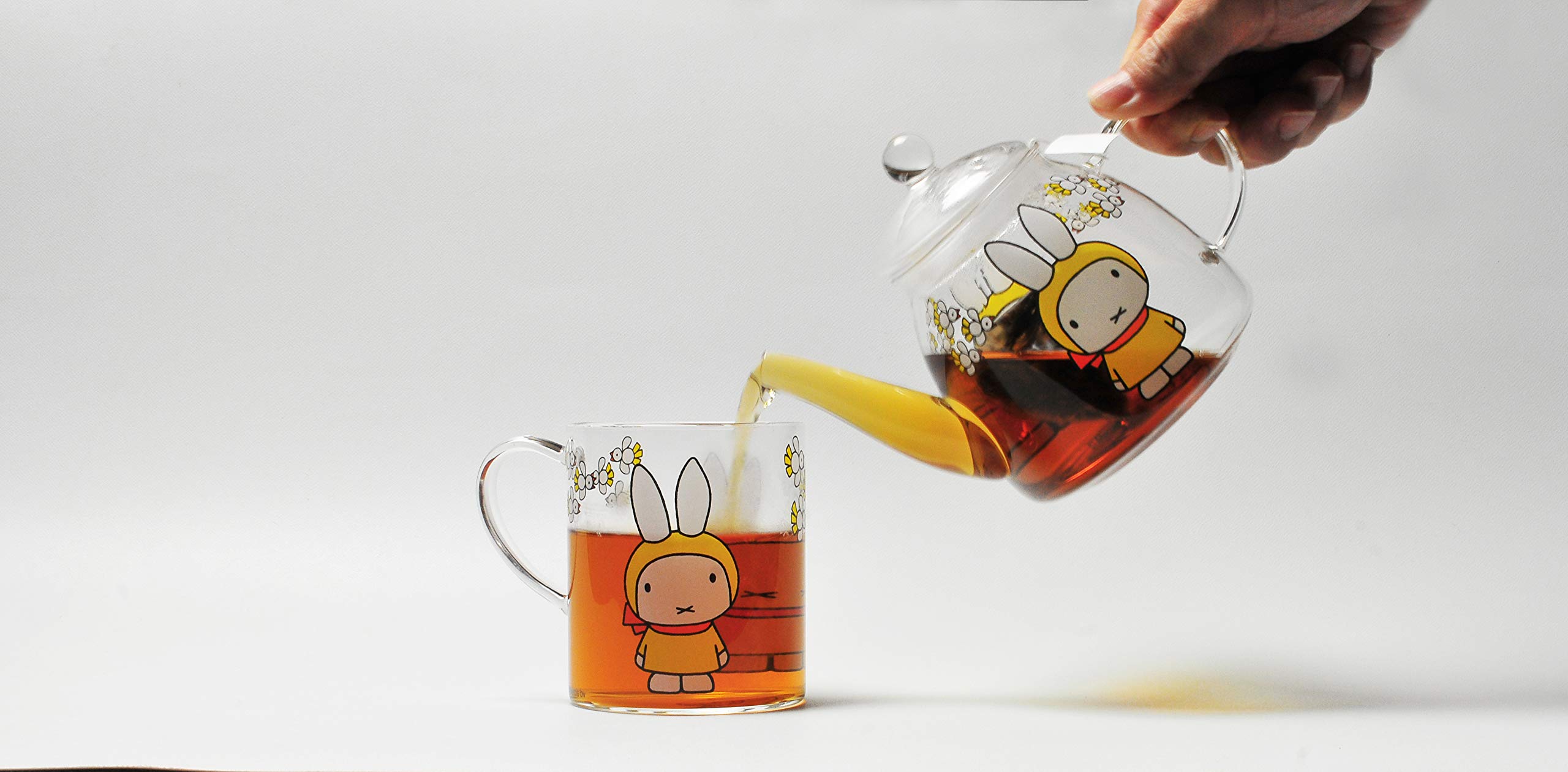 Space Joy 8644008MF Miffy Pot, Heat Resistant Glass, Transparent, 16.9 fl oz (500 ml), Miffy Flight