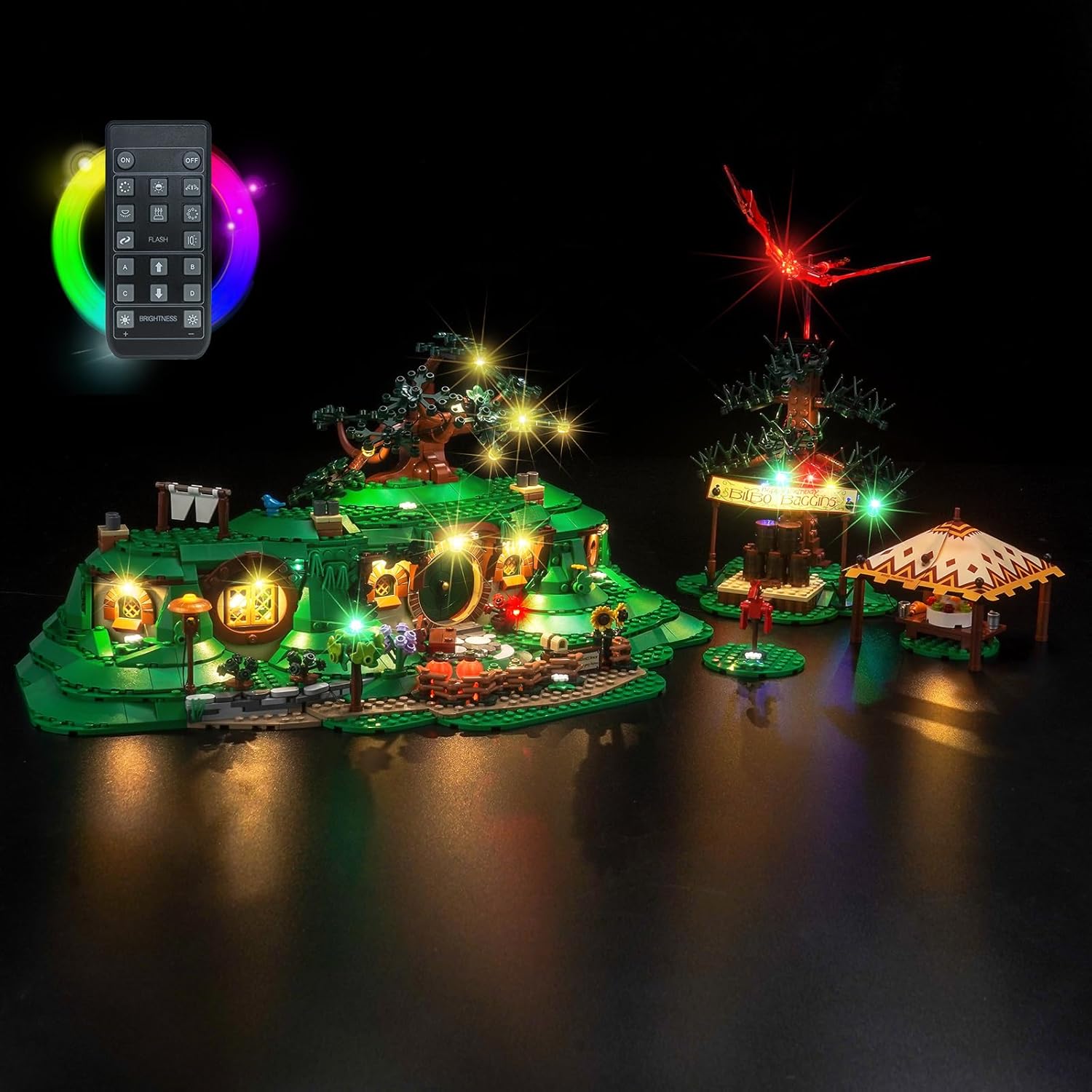 Upgraded Led Light Kit Compatible with Lego The Shire Building Set, RC Version Compatible with Lego 10354 (Model Not Included)