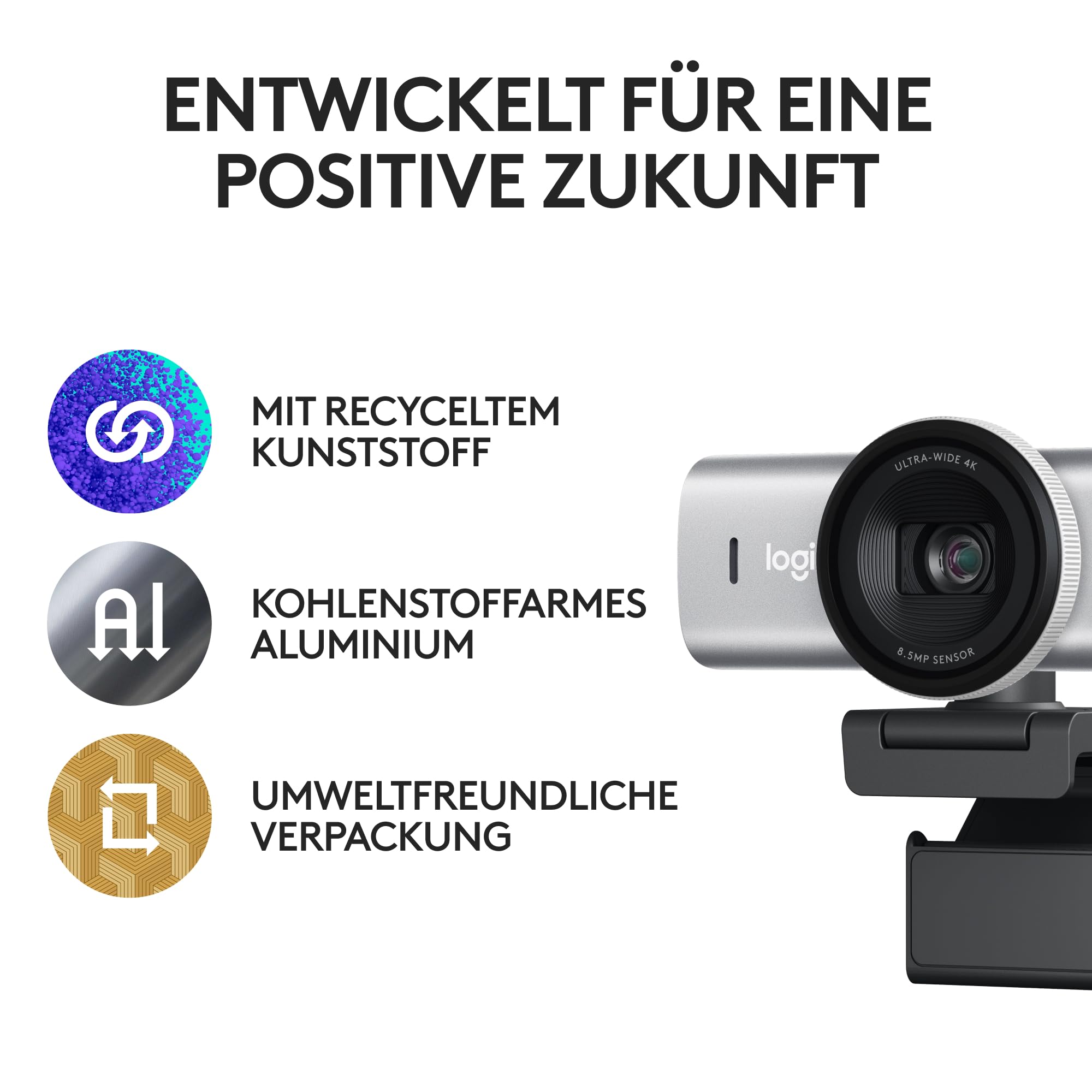 Logitech MX Brio Ultra HD 4K Collaboration and Streaming Webcam (Pale Grey)