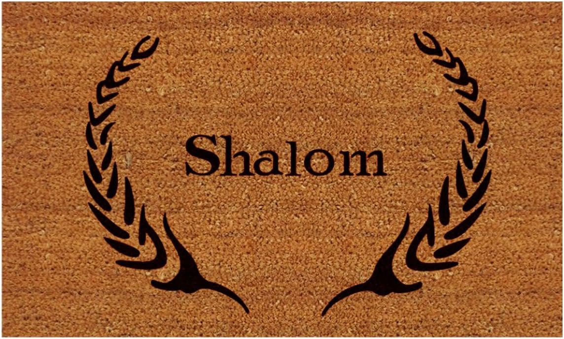 Calloway Mills AZ120841729 Hebrew Salutation (Shalom) Doormat, 17" x 29", Natural/Black