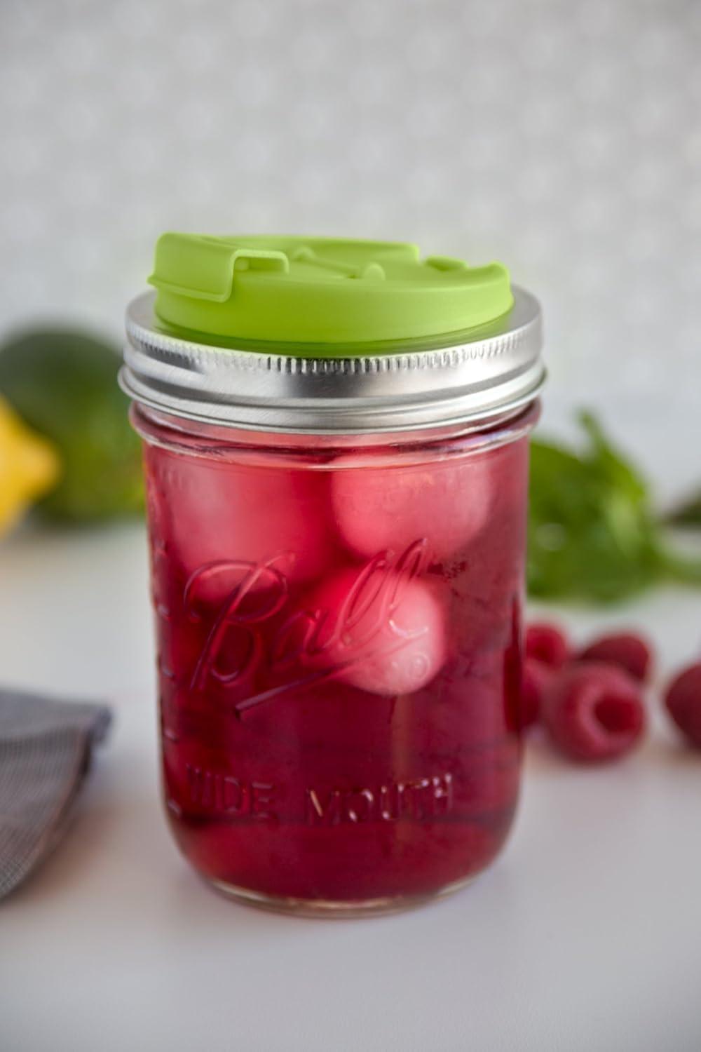 Jarware Mason Jar Drink Lid, Wide Mouth, Green