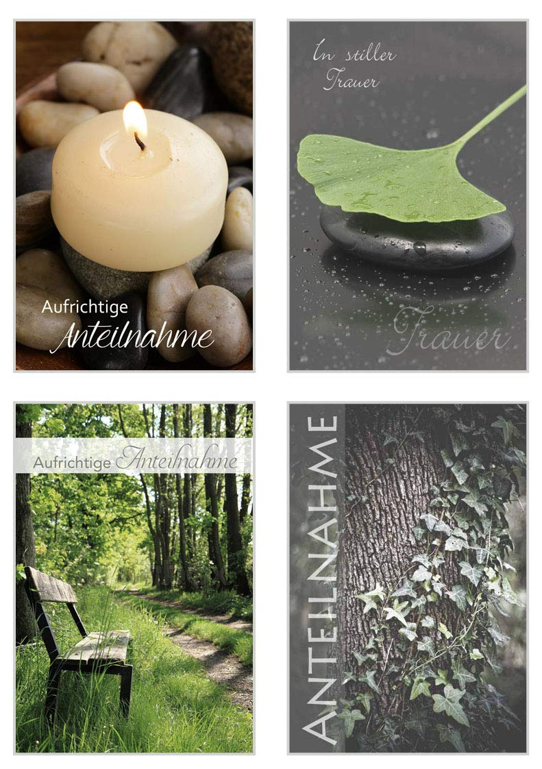 Edition Seidel – Set Mit 12 Einfühlsamen Trauerkarten & Beileidskarten Inkl. Umschlag