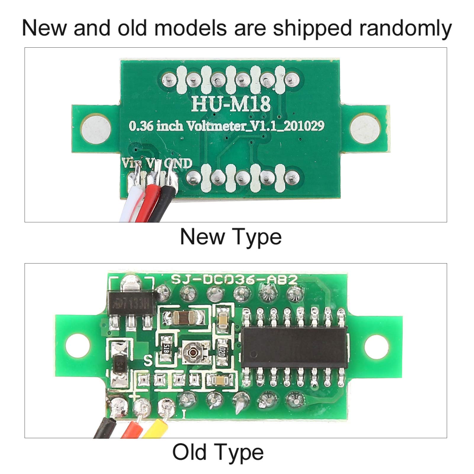 5pcs LED Volt Meter, DC 0-100V Three Wire Voltmeter Panel for Voltage Monitor