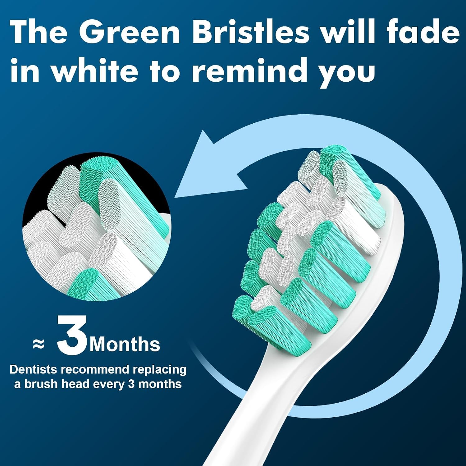 Replacement Toothbrush Heads Compatible with Philips Sonicare Protectiveclean C1 C2 4100 5100 6100 9024 6250, White, 10 Sonic Electric Brush Head (Green White, Medium)