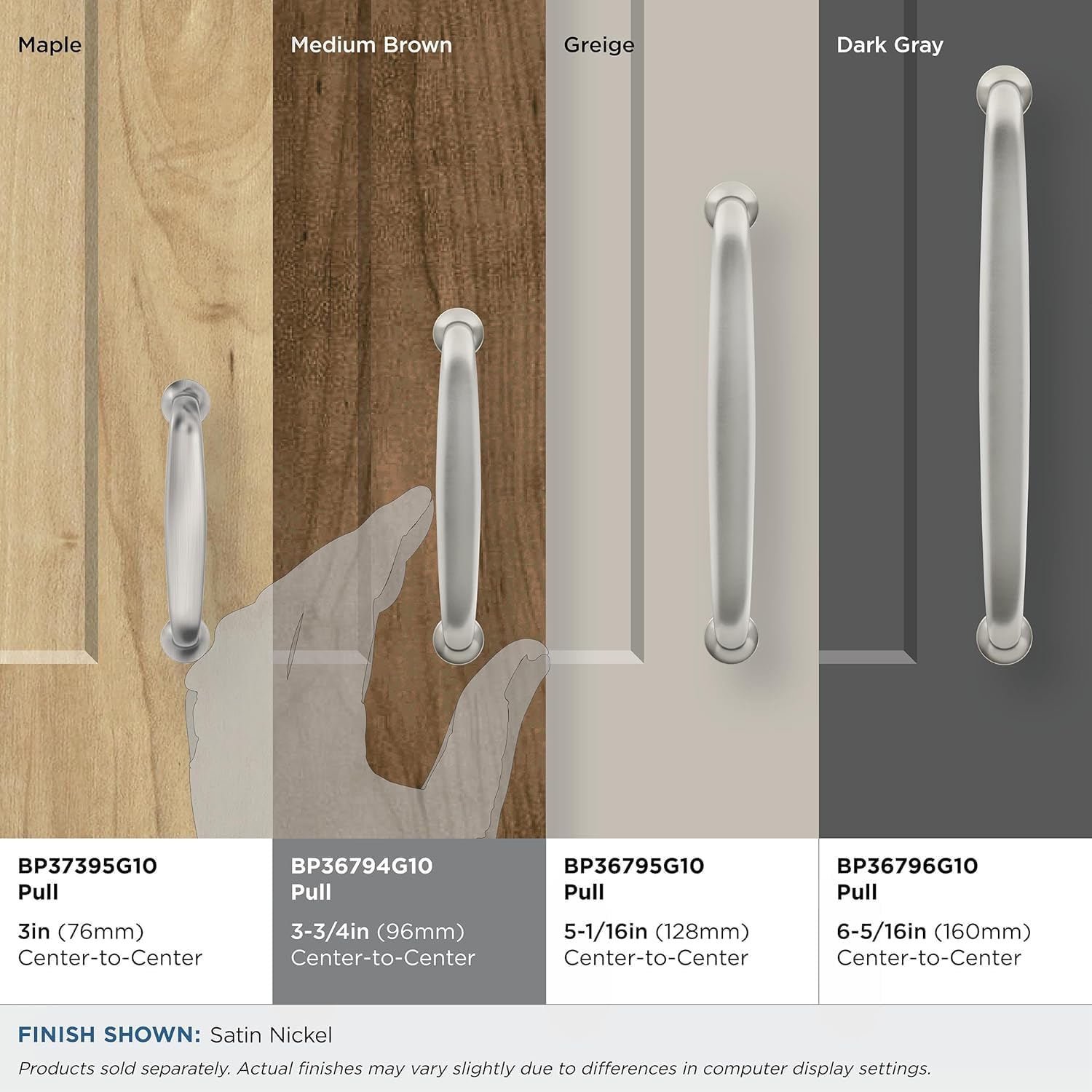 Amerock | Cabinet Pull | Satin Nickel | 3-3/4 inch (96 mm) Center to Center | Renown | 1 Pack | Drawer Pull | Cabinet Handle | Cabinet Hardware