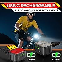 Vista 3 de Luces de bicicleta recargables para bicicleta, luz súper brillante, 8+12 modos, IPX6 impermeable, luces de bicicleta para conducción nocturna