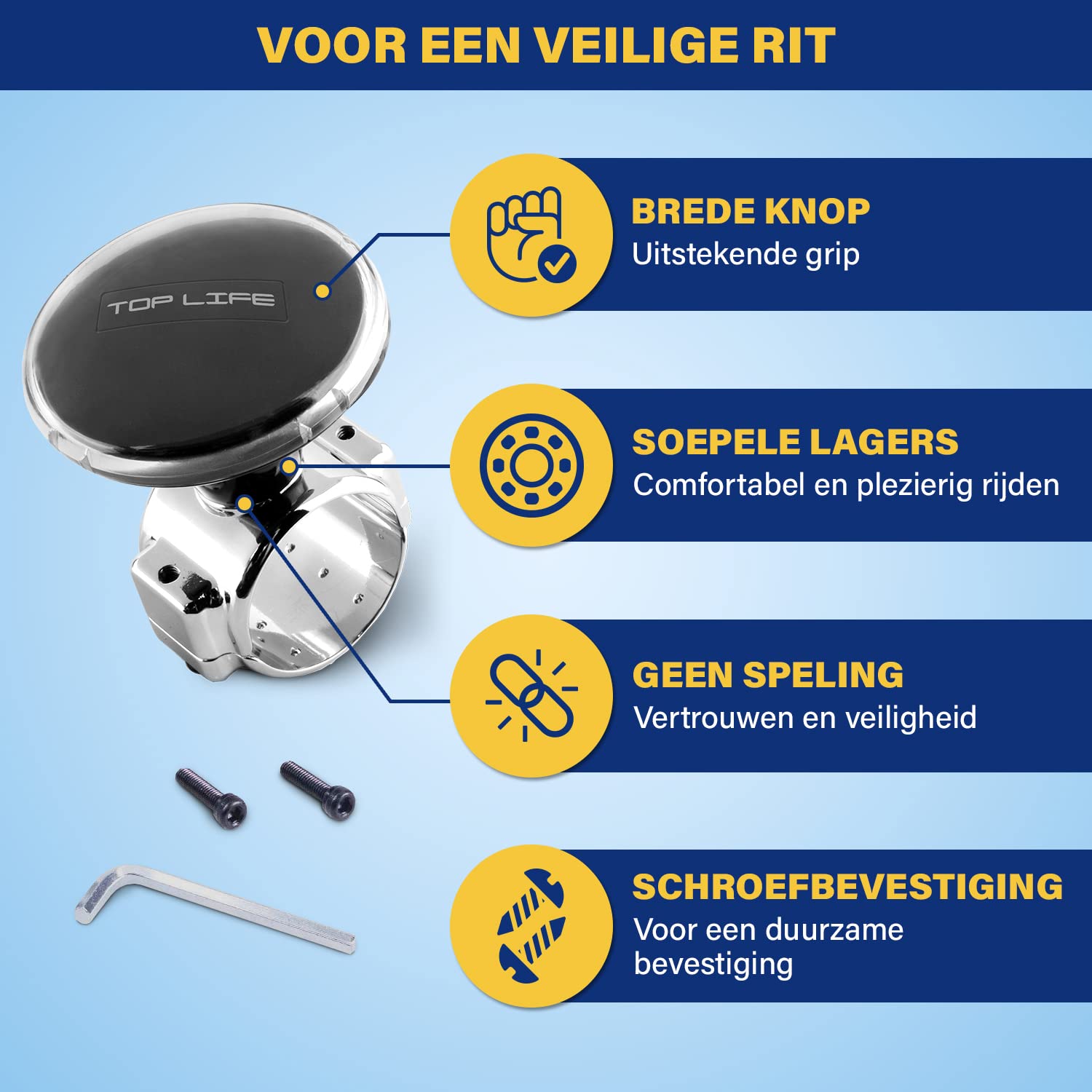 Roestvrij Stalen Stuurwielknop voor Boot - Voor Stuurwielen met een