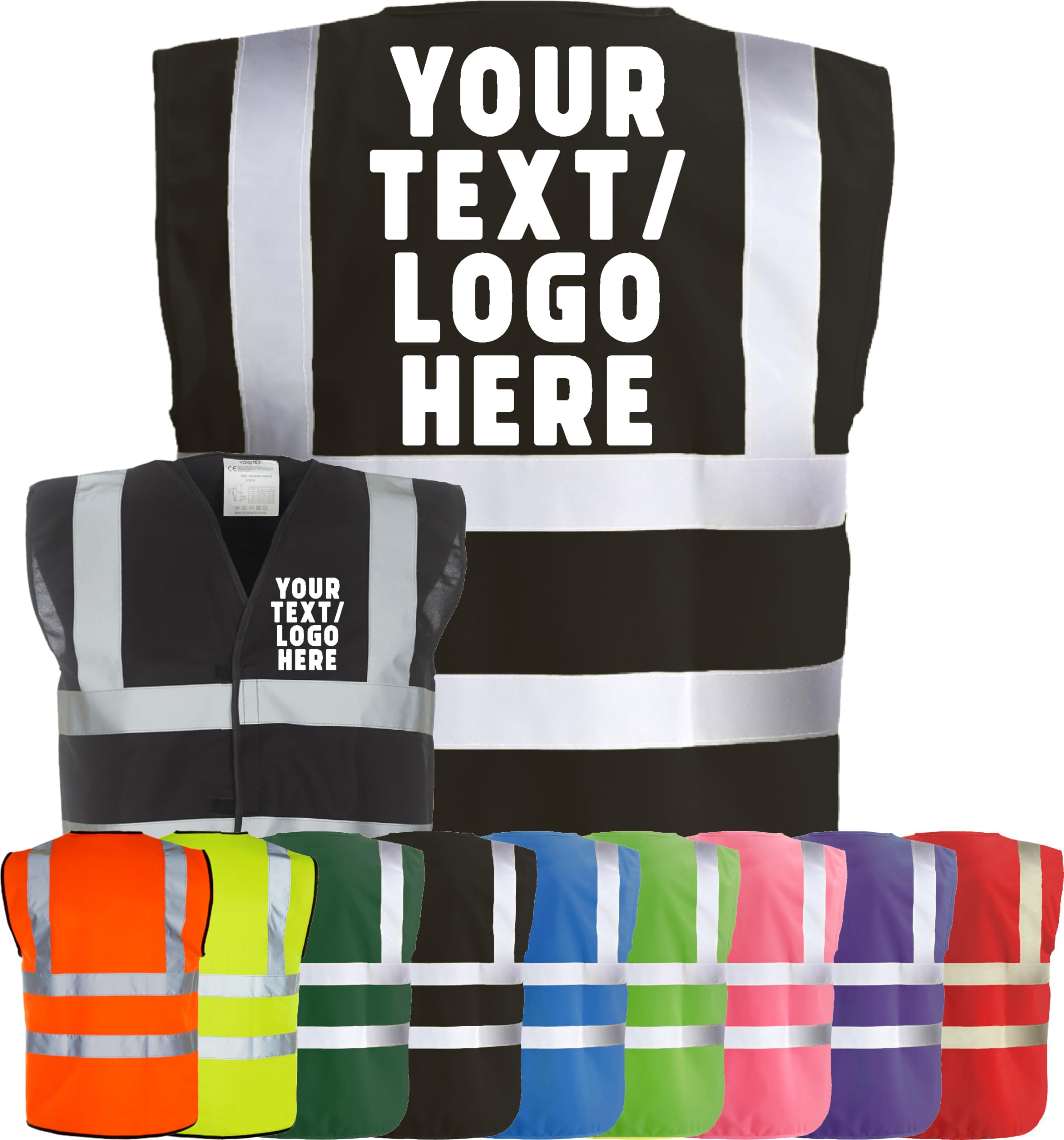 Corporate Togs Personalised Custom Printed Hi-Vis Vest - Printed High Visibility Safety Vest with Reflective Bands & Braces, Fully EN471 Health & Safety Compliant - Safety Apparel