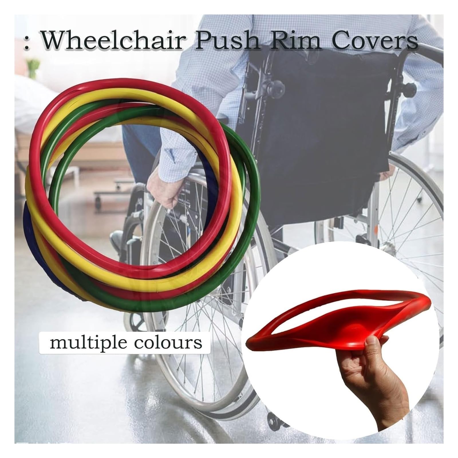 Fundas Para Llantas De Empuje Para Silla De Ruedas 1 par de fundas for silla de ruedas deportiva con ruedas traseras de 24 pulgadas, funda de silicona for empujar con la mano, antideslizante, resisten