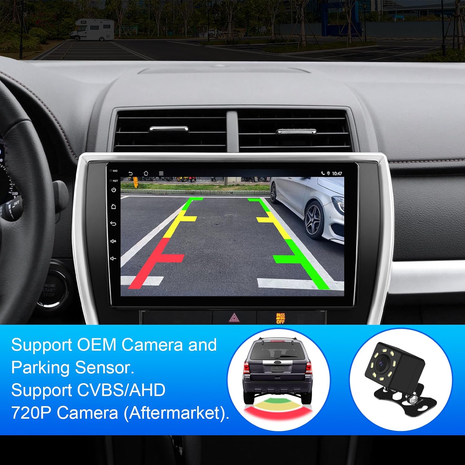2+32G 10.1-inch Android 12 Car Stereo for Toyota Camry 2015-2017 IPS Touchscreen Screen Car Radio with Carplay & Android Auto Support Backup Camera GPS FM Navi BT SWC