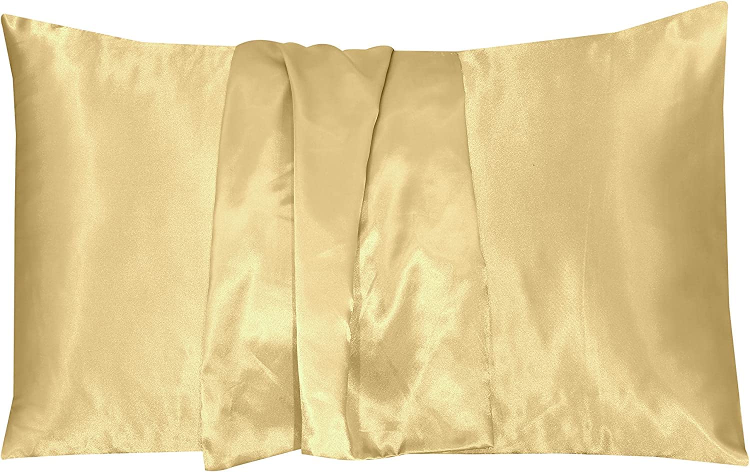 Golden Satin Skill Pillowcase 2 Pack, Faux Silk Satin Pillowcases For Hair And Skin With Envelope Closure Design, Standard Size 50 X 75 Cm.