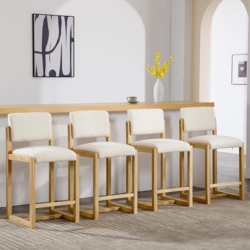 Miniatura 10 de LukeAlon Juego de 2 Taburetes de Mostrador de Lino, Tapizados de 26" de Altura de Asiento, Taburetes de Bar de Altura de Mostrador con Patas de