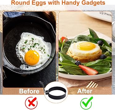 COTEY Large 3.5 Nonstick Egg Rings Set of 4, Round Crumpet Ring Mold Shaper for English Muffins Pancake Cooking Griddle - Portable Grill Accessories for Camping Indoor Breakfast Sandwich Burger
