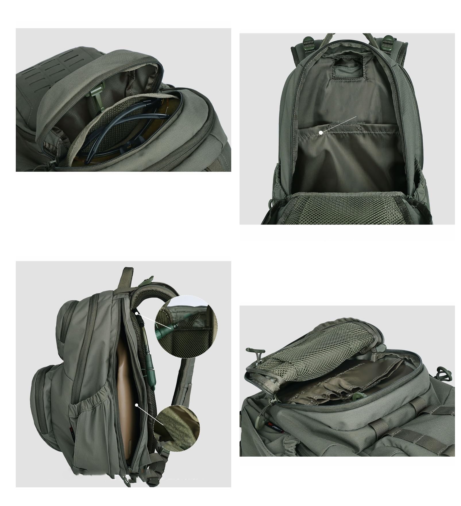 Bulk Knapsack Tactical, Wojskowy Duży 20-35L Taktyczny Wodoodporny Plecak Podróżny, Plecak Dzienny, Oddychająca Torba Podróżna Na Laptopa, Do Plecaków, Trekkingu, Jazdy Rowerze Rowerze(Khaki)