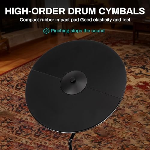 Vista 15 de AODSK Juego de batería eléctrica para adultos, batería profesional con 400 sonidos, USB MIDI, juego de batería de malla silenciosa con pedales