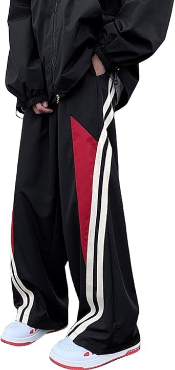 Mens Baggy Track Pants Y2k Wide Leg Sweatpants Baggy Joggers Vintage Parachute Pants for Men