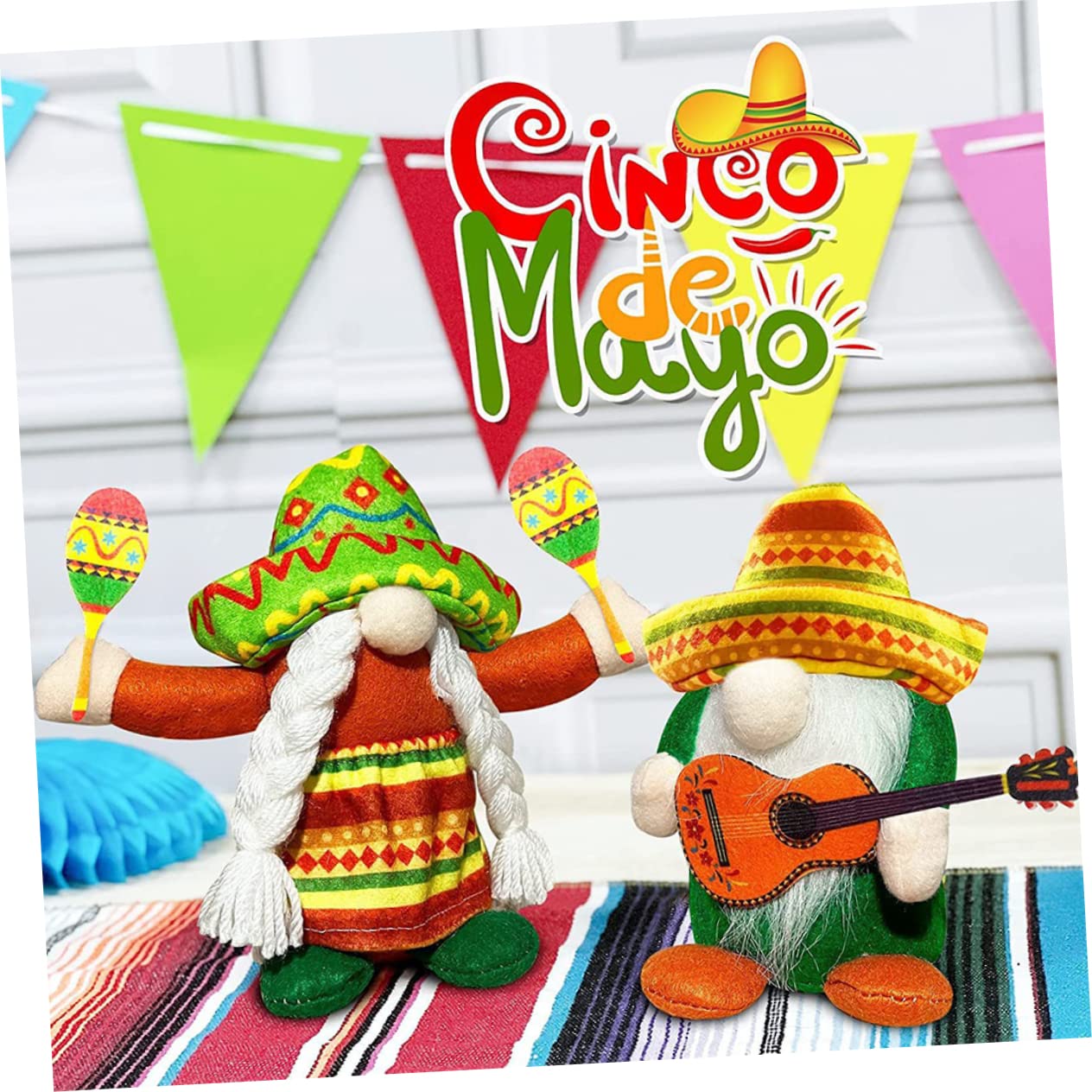 Poupée Gnome Mexicain Sans Visage - Décoration Festive En Peluche Et Gravier