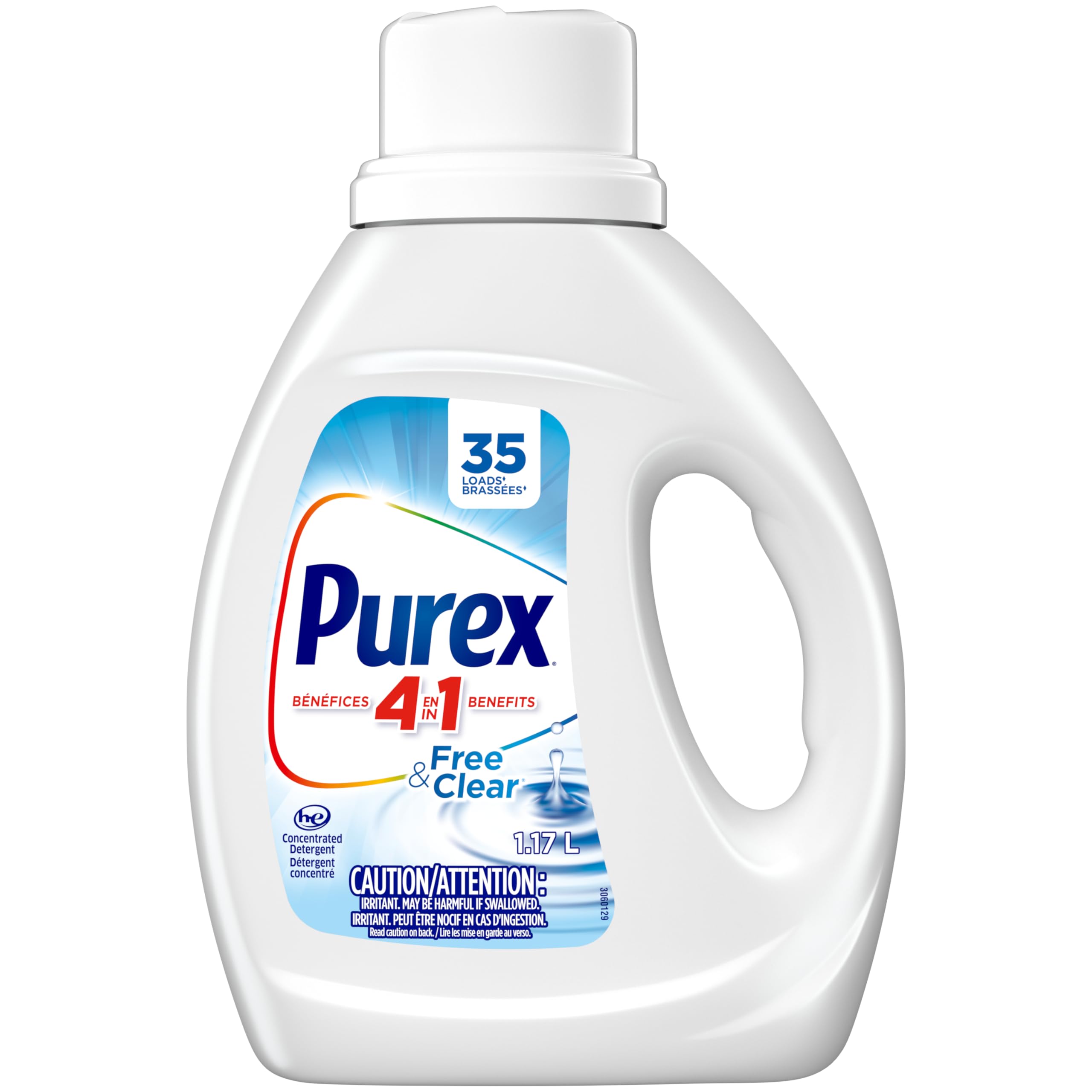 Purex Free and Clear, Concentrated Hypoallergenic Liquid Laundry Detergent for Sensitive Skin, Free of Perfumes and Dyes, 1.17L, 35 Wash Loads, HE Compatible - 1