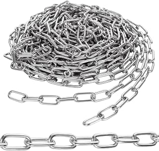 CYEAH 1/8" Stainless Steel Link Chain 26.25 Ft - Heavy Duty Galvanized Strong Chain for Pets, Hanging Planters, Bird Feeders, Camping & Signs