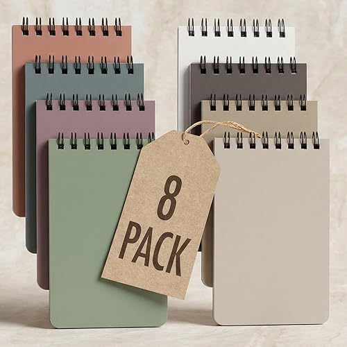 ZICOTO Cuadernos de bolsillo estéticos, juego de 8 - pequeños cuadernos en espiral de 3 x 5 pulgadas con páginas rayadas - Los pequeños cuadernos
