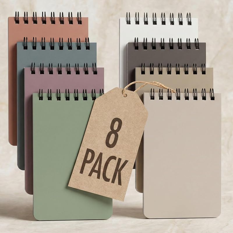 ZICOTO Aesthetic Pocket Notebooks Set Of 8 - Small 3x5 Spiral Notepads | The Perfect Little Mini Note Pads with Lined Pages to Stay Organized and Boost Productivity at Work or School