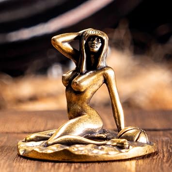 CHOVY 1PC Vintage Brass Beach Girl Statue - Sexy, Elegant, and Captivating Human Art - Ideal Decor for Home, Office, or Cafe - Perfect for Bookshelf, Living Room, and Desktop