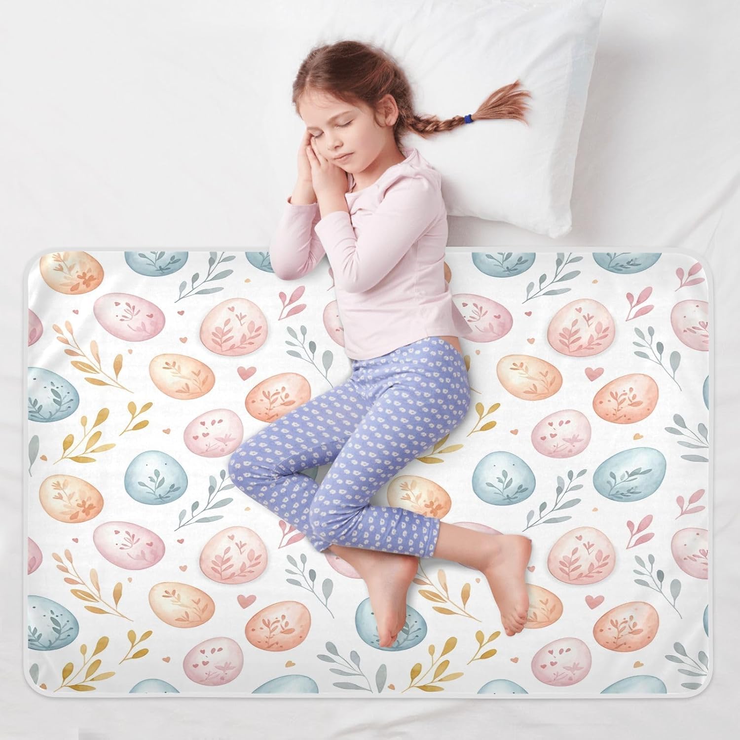 CEBUGI 34” x 52”Washable Underpads Heavy Absorbency Waterproof Incontinence Bed Pads Easter Eggs Pee Pads for Adults Kids and Baby