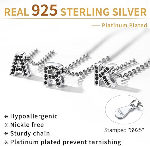 Miniatura 6 de ChicSilver Cubic Zirconia Initial Necklace for Women 925 Sterling Silver Letter Necklace Dainty Personalized Jewelry