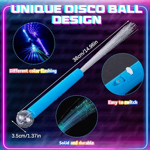Miniatura 2 de Liliful 8 varitas de fibra brillante con bola LED varitas de luz LED varitas de fibra óptica varitas intermitentes LED varitas de fibra óptica para
